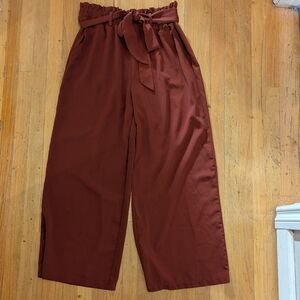 Elegant Rust Women's Pants With Bow Tie